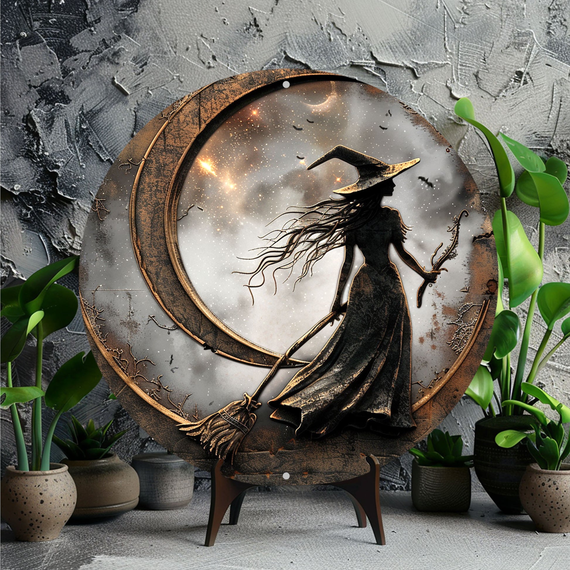 Dark Witch Silhouette Wall Sign Mystic Witch Wall Art-MoonChildWorld