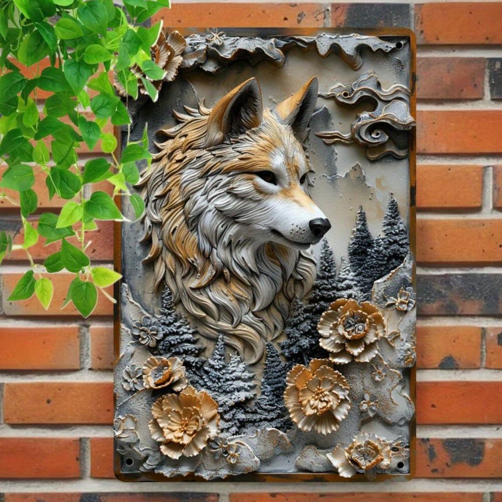 Mystic Wolf Metal Tin Sign Vintage Wolf Wall Decor Spirit Animal Home Decor-MoonChildWorld