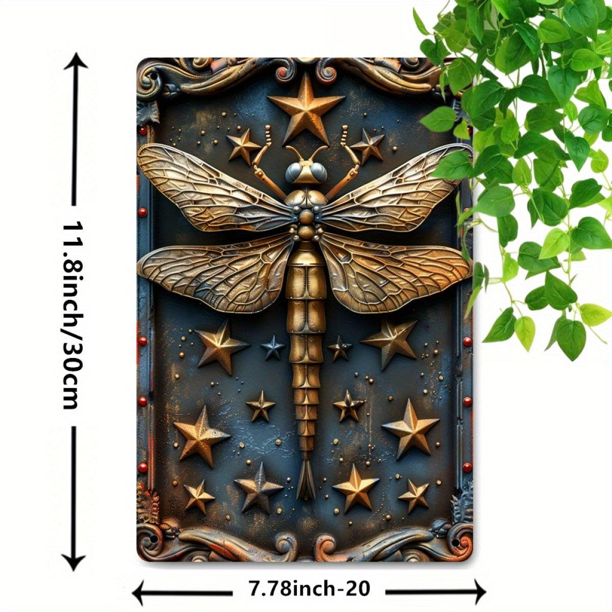 Star and Dragonfly Wall Decor Dragonfly Metal Sign Insect Home Decor-MoonChildWorld