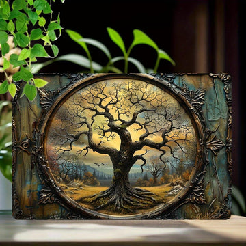 Vintage Tree of Life Metal Sign Pagan Wall Hanging Spiritual Home Decor-MoonChildWorld