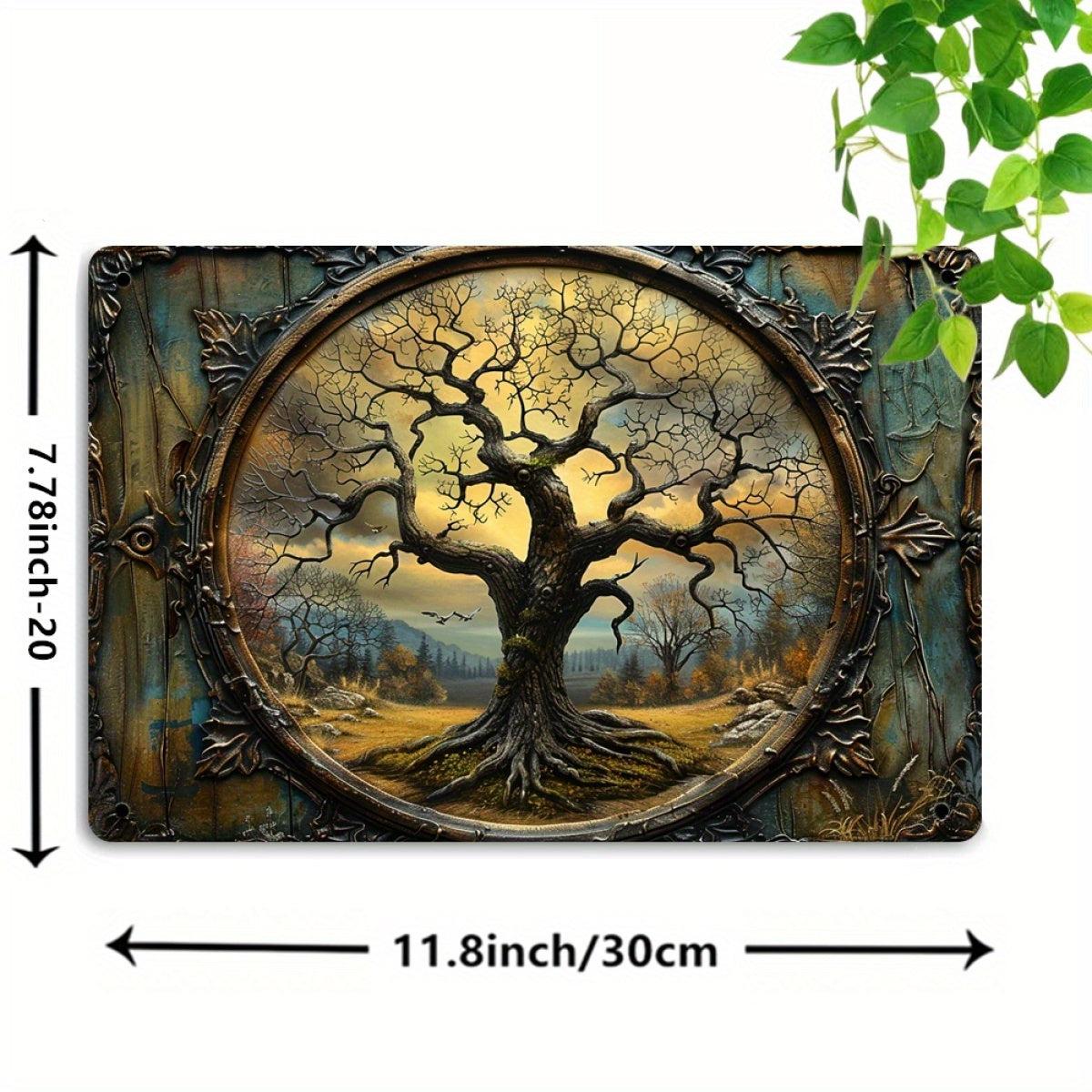 Vintage Tree of Life Metal Sign Pagan Wall Hanging Spiritual Home Decor-MoonChildWorld