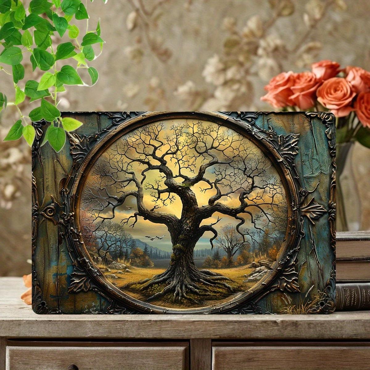 Vintage Tree of Life Metal Sign Pagan Wall Hanging Spiritual Home Decor-MoonChildWorld