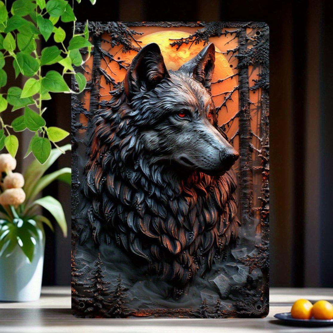 Mystic Wolf Metal Tin Sign Spirit Wolf Wall Decor-MoonChildWorld