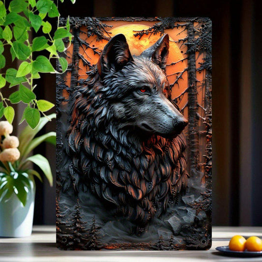 Mystic Wolf Metal Tin Sign Spirit Wolf Wall Decor