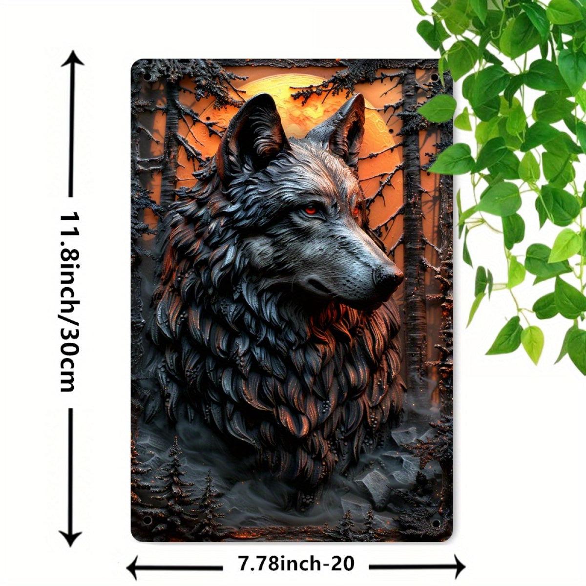 Mystic Wolf Metal Tin Sign Spirit Wolf Wall Decor-MoonChildWorld