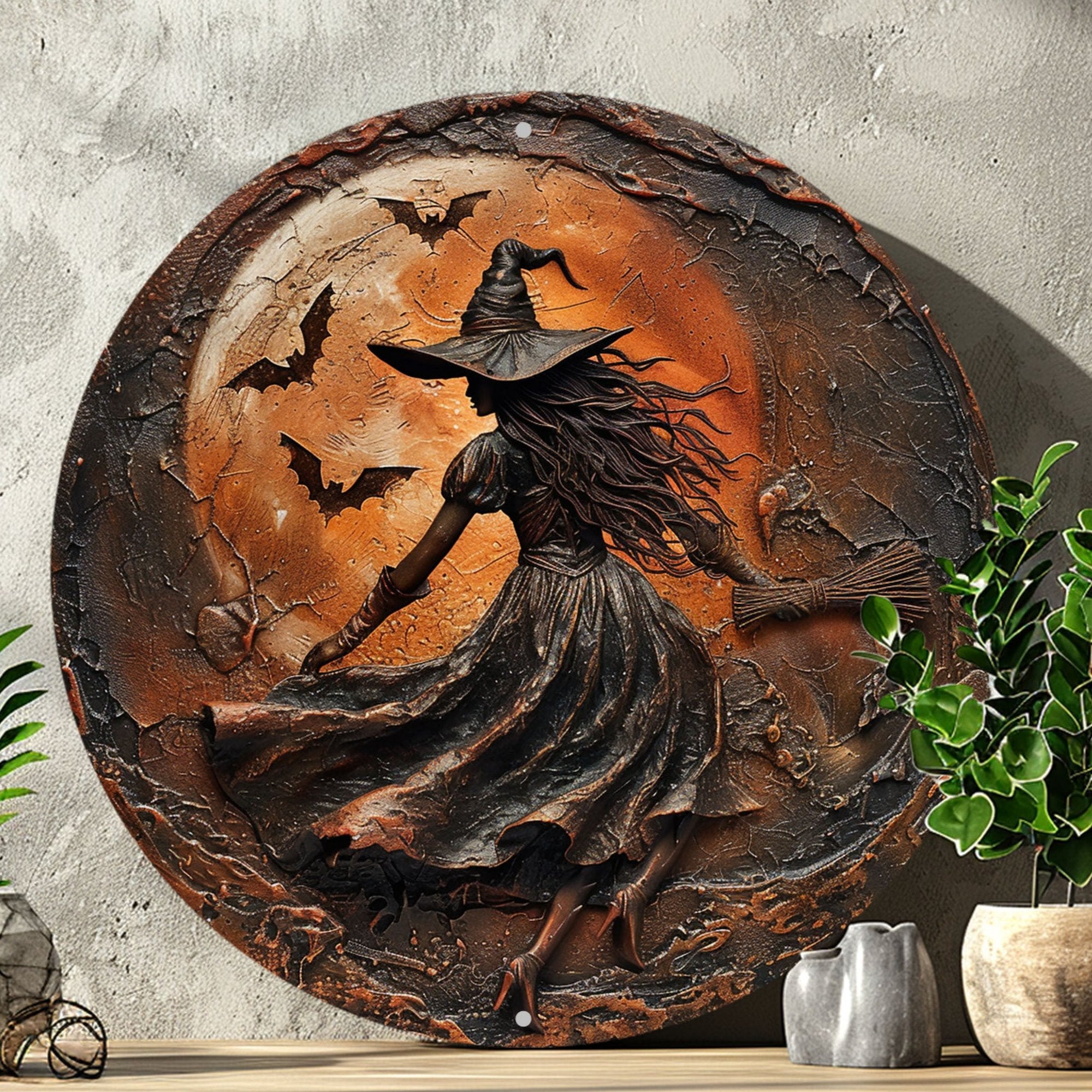 Blood Moon Witch Wall Art Witchy Metal Sign Halloween Wall Decor-MoonChildWorld