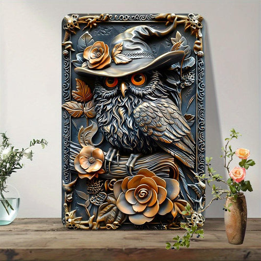 Enchanted Owl Metal Sign Witchy Owl Wall Decor for Halloween Decor