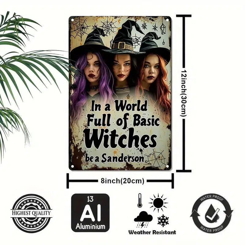 Witch Sisters Metal Sign Gothic Wall Decor Hocus Pocus Halloween Metal Sign-MoonChildWorld