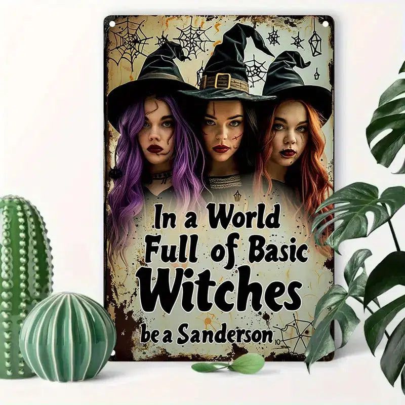 Witch Sisters Metal Sign Gothic Wall Decor Hocus Pocus Halloween Metal Sign-MoonChildWorld