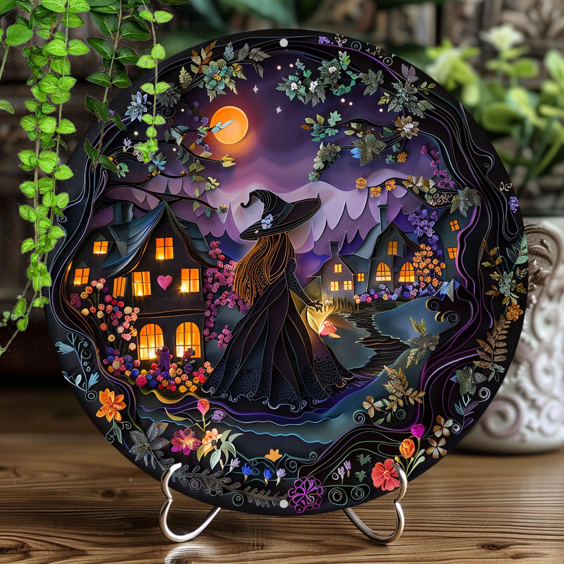 Witchy Wall Sign Christmas Witch Metal Sign Pagan Yule Home Decor-MoonChildWorld