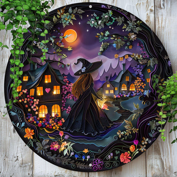 Witchy Wall Sign Christmas Witch Metal Sign Pagan Yule Home Decor-MoonChildWorld