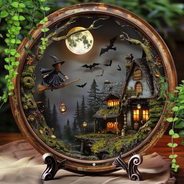 Flying Witch Metal Sign Gothic Wall Sign Halloween Decor Witchy Wall Decor-MoonChildWorld