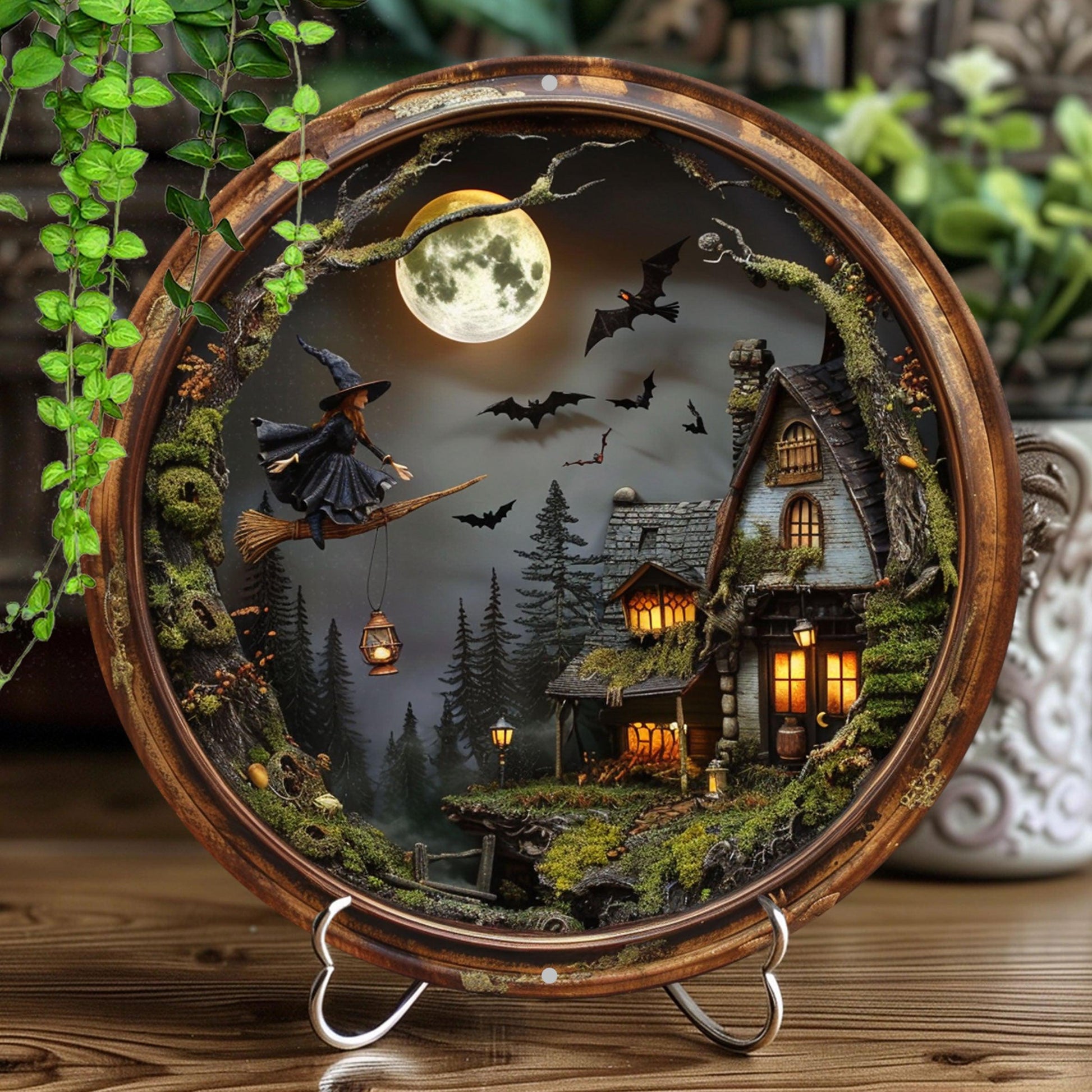 Flying Witch Metal Sign Gothic Wall Sign Halloween Decor Witchy Wall Decor-MoonChildWorld