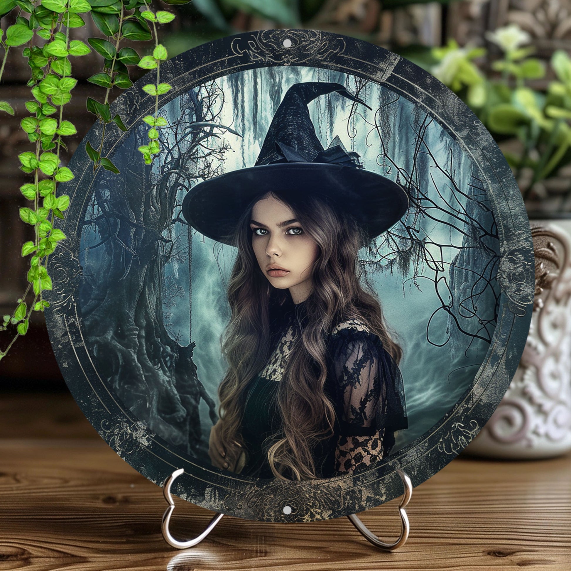 Dark Witch Metal Sign Gothic Wall Sign Halloween Decor-MoonChildWorld