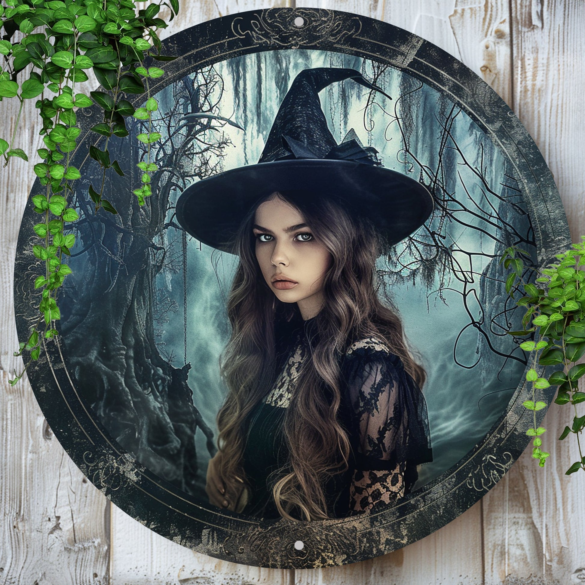 Dark Witch Metal Sign Gothic Wall Sign Halloween Decor-MoonChildWorld