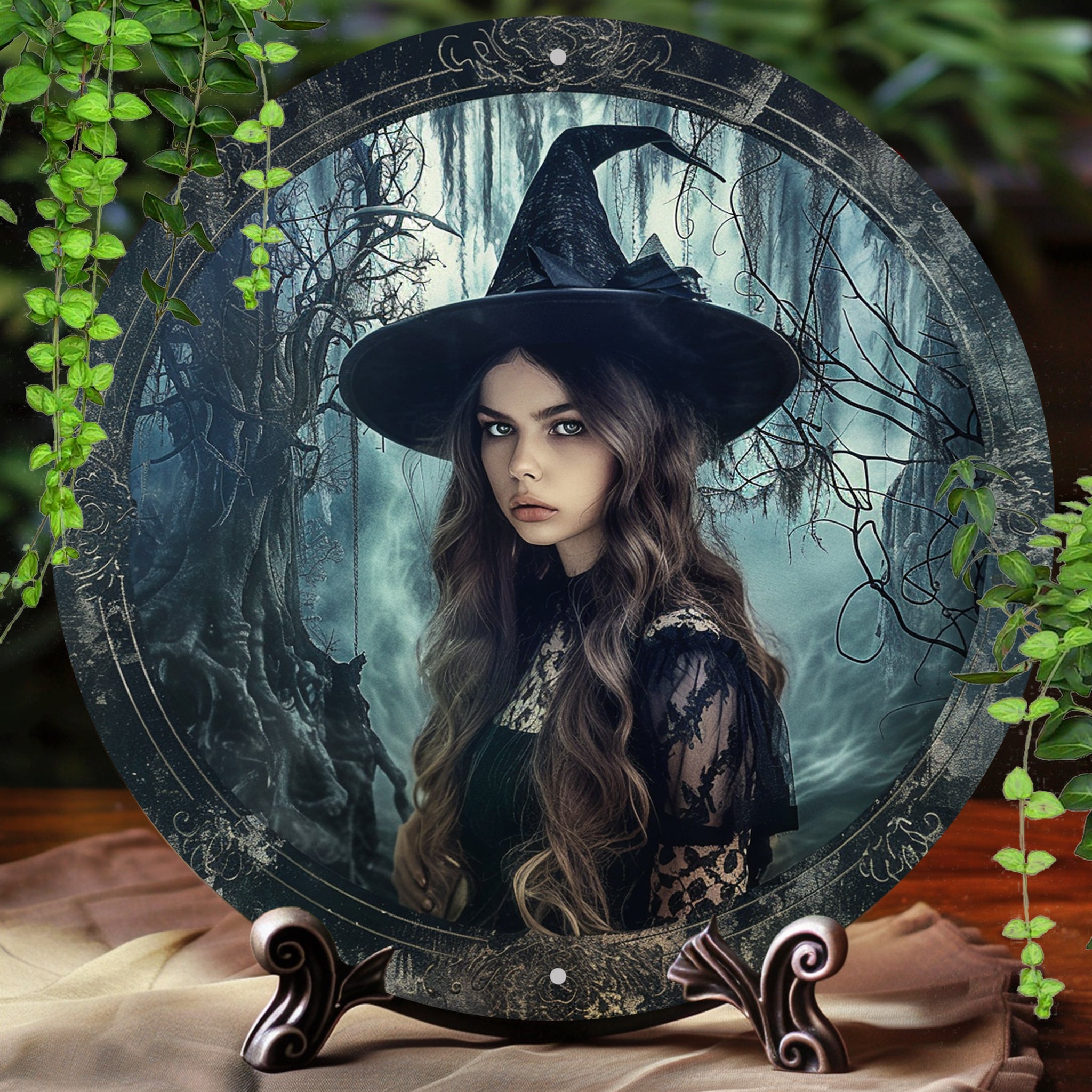 Dark Witch Metal Sign Gothic Wall Sign Halloween Decor-MoonChildWorld