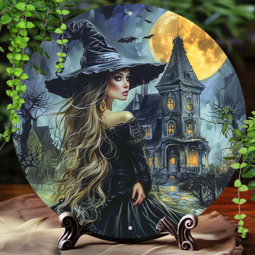 Castle and Witch Wall Art Gothic Witch Metal Sign Halloween Home Decor-MoonChildWorld