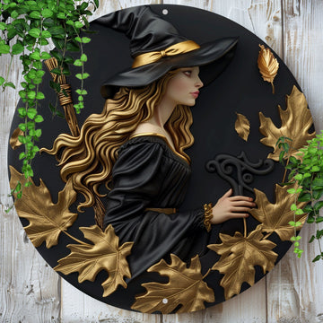 Vintage Witch Metal Sign For Halloween Witchy Wall Decor-MoonChildWorld