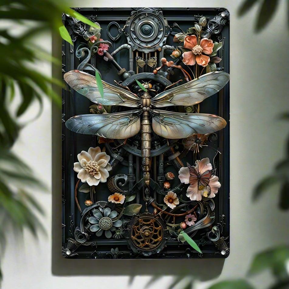 Steampunk Dragonfly Wall Decor Dragonfly Metal Sign Insect Home Decor-MoonChildWorld