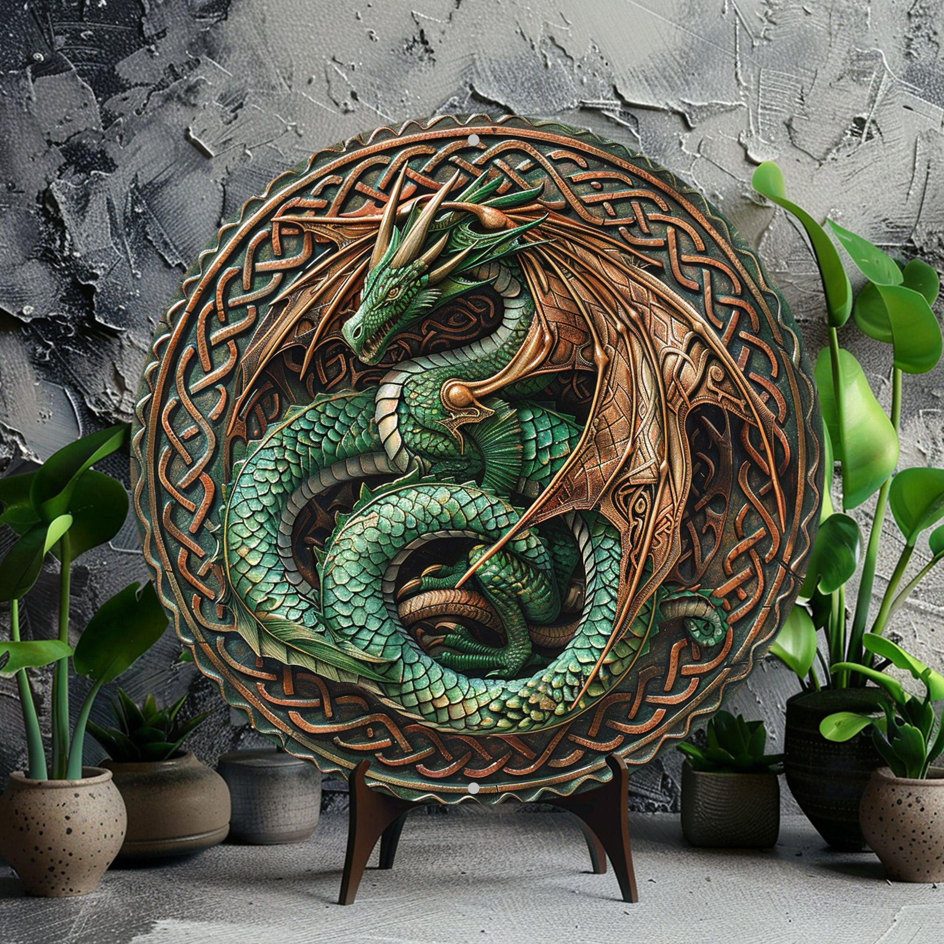 Celtic Dragon Wall Art Dragon Metal Sign Mythical Dragon Decor-MoonChildWorld