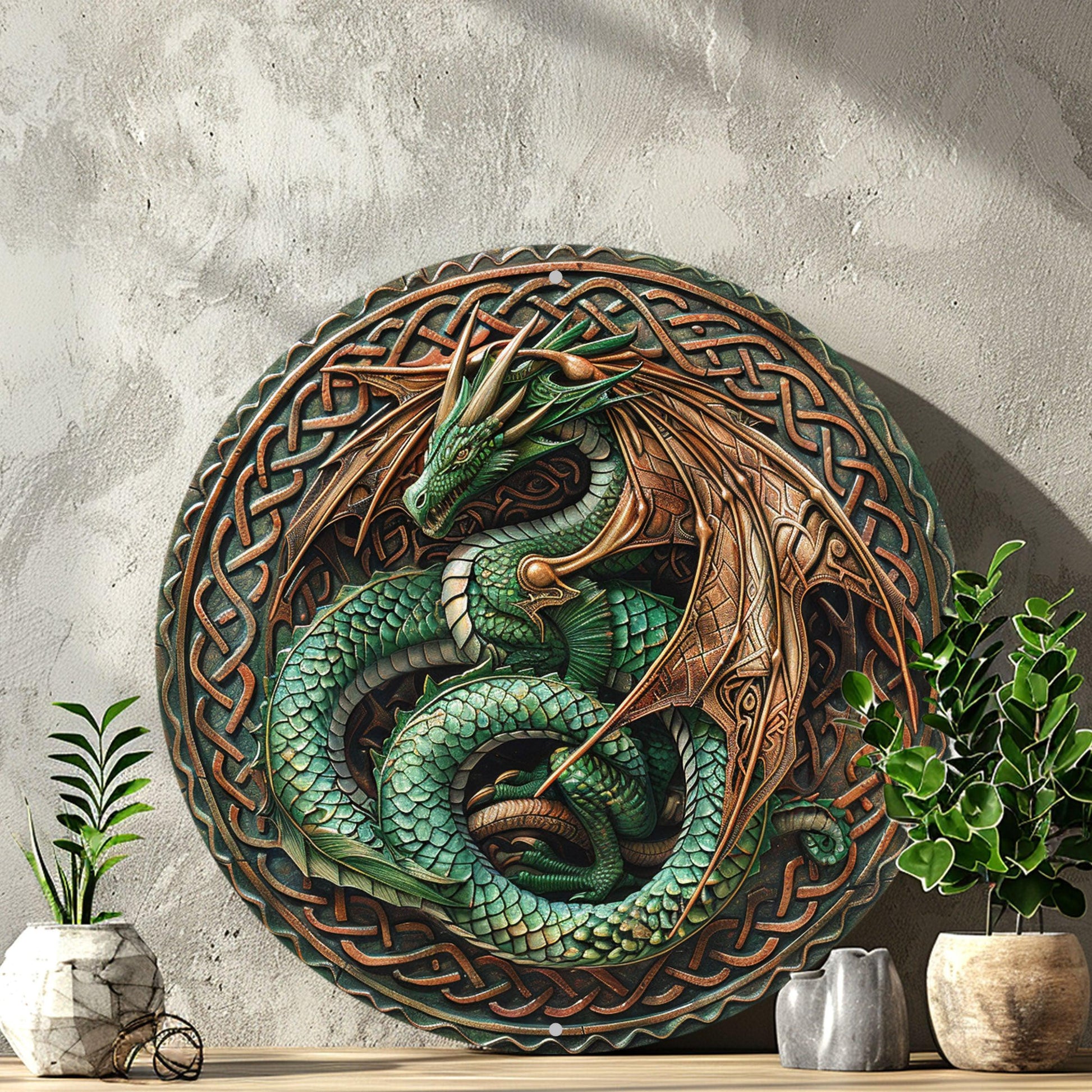 Celtic Dragon Wall Art Dragon Metal Sign Mythical Dragon Decor-MoonChildWorld