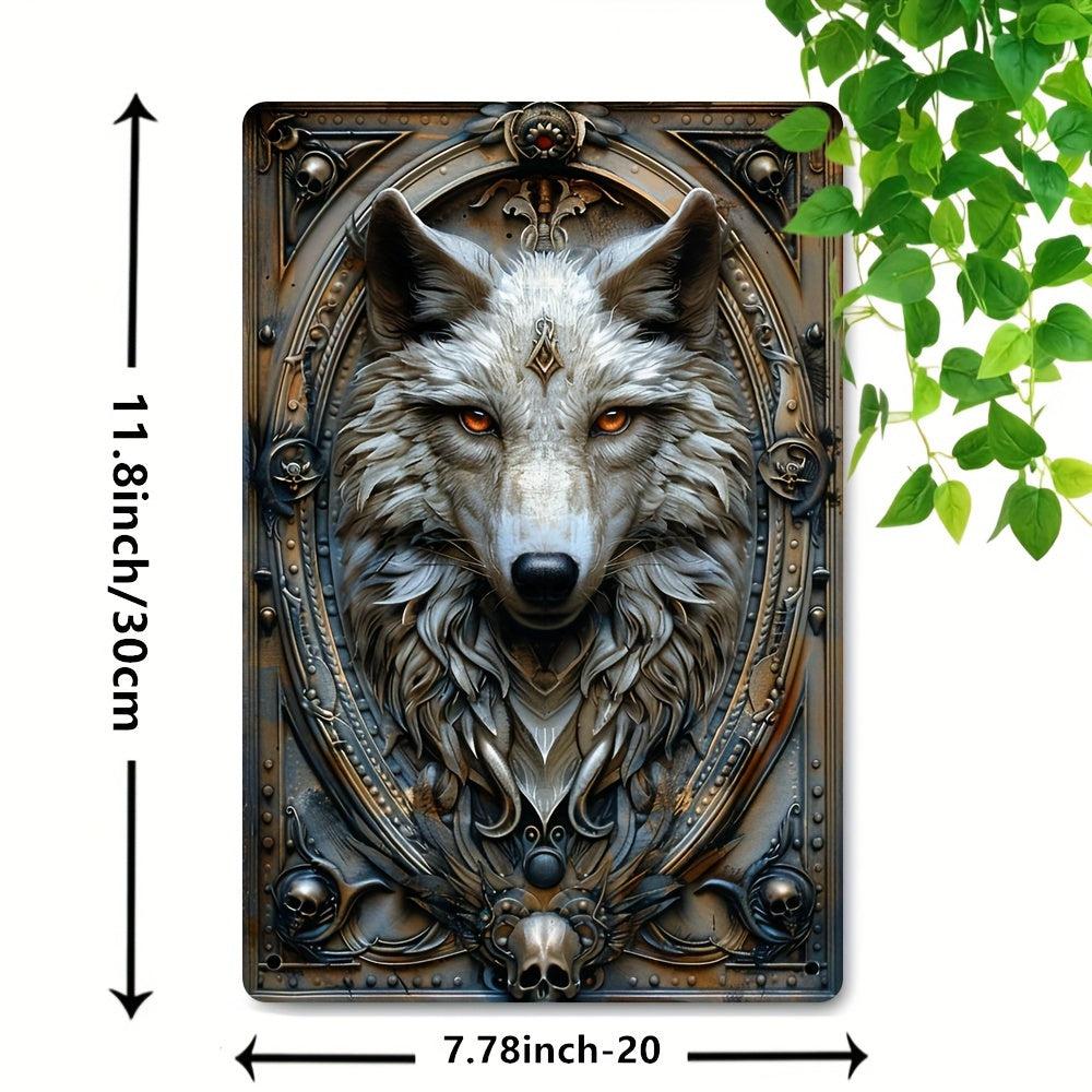 Wolf Wall Art White Wolf Metal Sign Spirit Animal Home Decor-MoonChildWorld