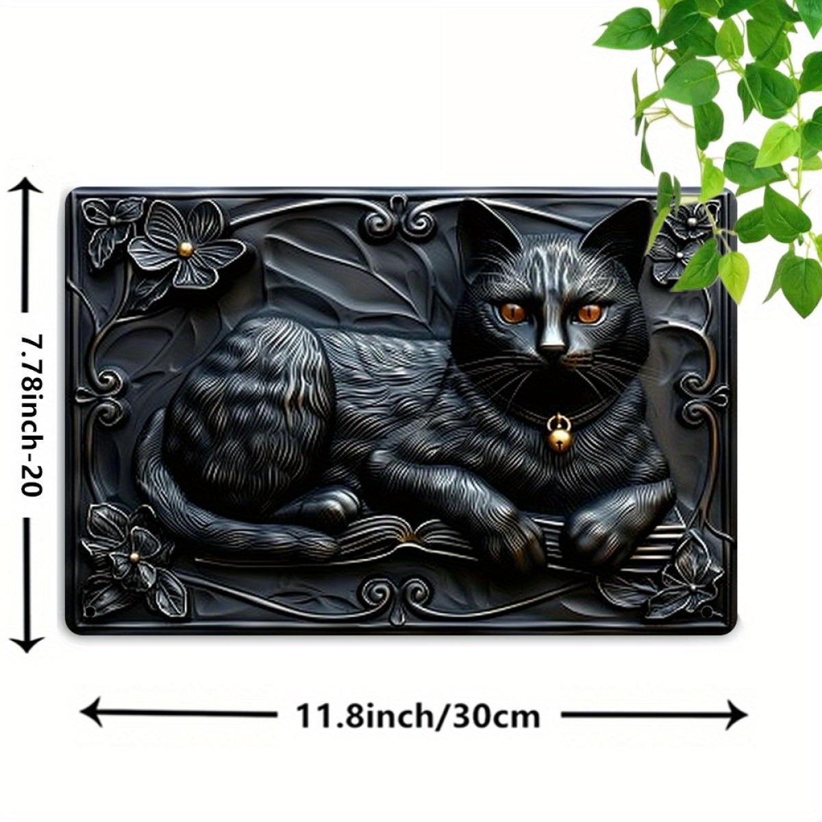 Mysterious Cat Metal Tin Sign Black Cat Wall Art for Mystic Home Decor-MoonChildWorld