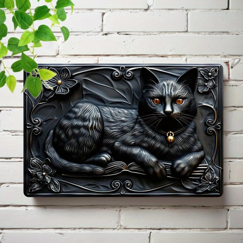 Mysterious Cat Metal Tin Sign Black Cat Wall Art for Mystic Home Decor-MoonChildWorld