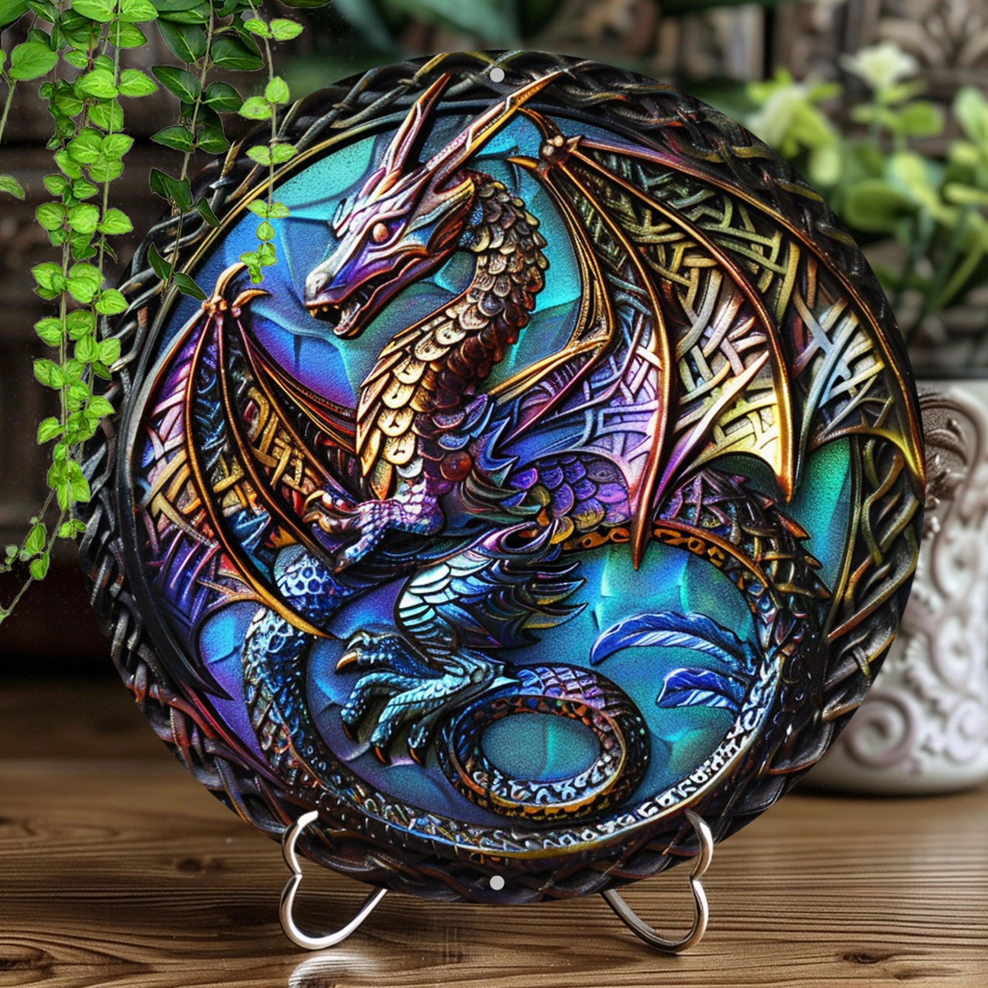 Celtic Dragon Wall Art Dragon Metal Sign Mythical Dragon Wall Decor-MoonChildWorld