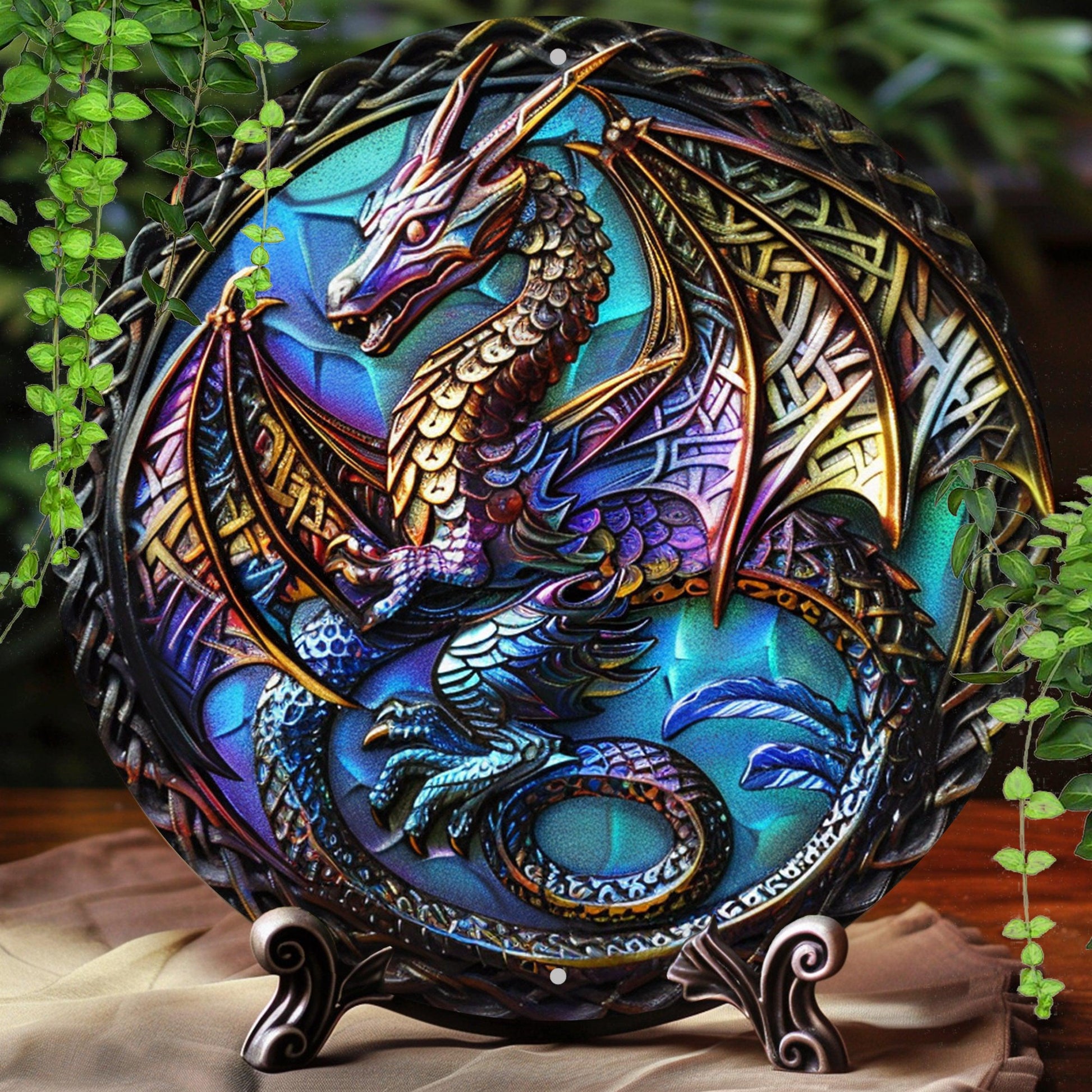 Celtic Dragon Wall Art Dragon Metal Sign Mythical Dragon Wall Decor-MoonChildWorld