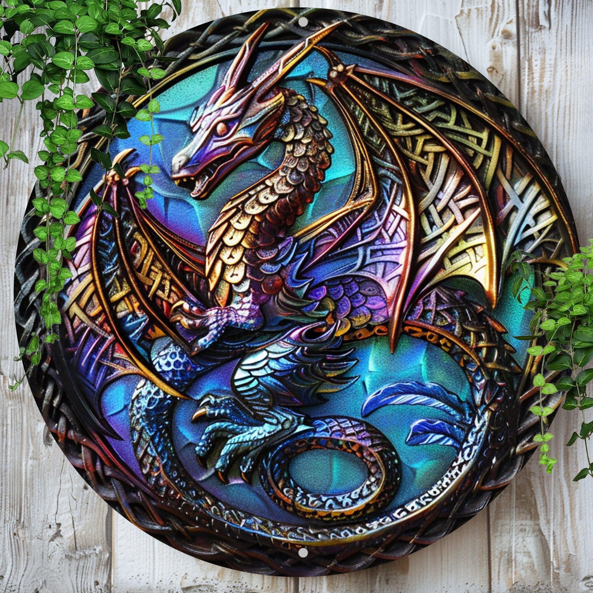 Celtic Dragon Wall Art Dragon Metal Sign Mythical Dragon Wall Decor-MoonChildWorld