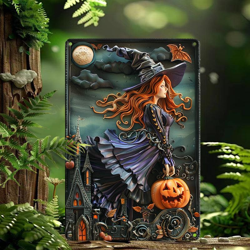 Halloween Witch Metal Sign Spooky Wall Art Witchy Wall Sign-MoonChildWorld