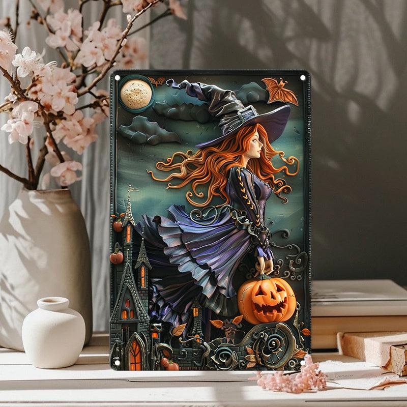 Halloween Witch Metal Sign Spooky Wall Art Witchy Wall Sign-MoonChildWorld