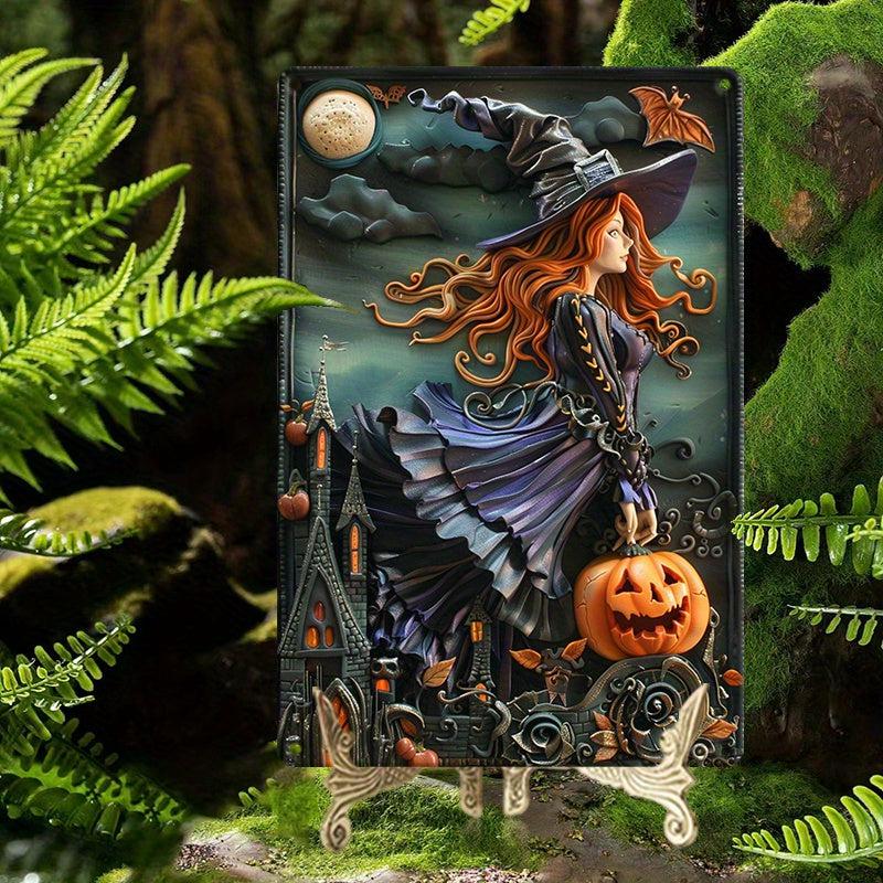 Halloween Witch Metal Sign Spooky Wall Art Witchy Wall Sign-MoonChildWorld