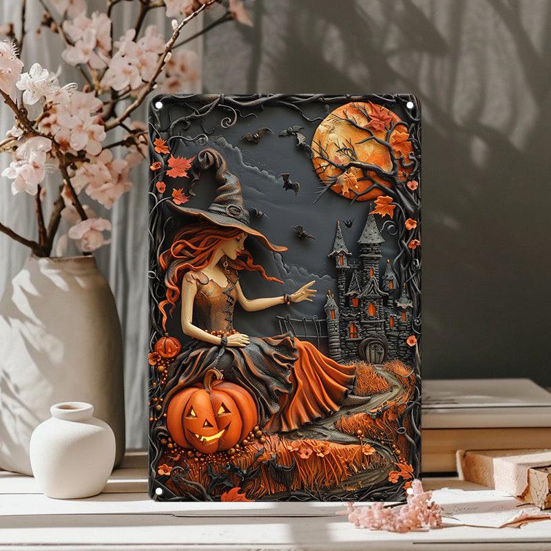 Halloween Witch Metal Sign Spooky Wall Art Witchy Wall Sign-MoonChildWorld