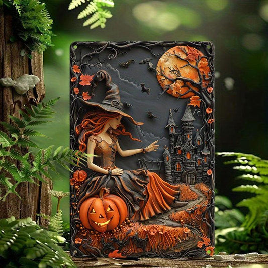 Halloween Witch Metal Sign Spooky Wall Art Witchy Wall Sign