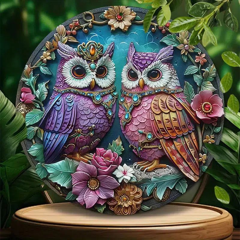 Charming Owls Metal Sign Spirit Animal Home Decor-MoonChildWorld