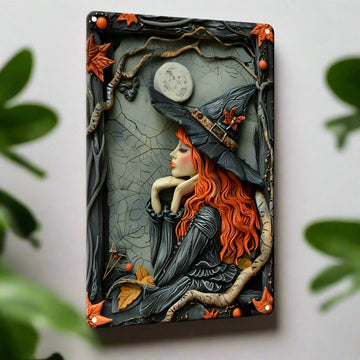 Mystic Witch Wall Art Dark Witch Metal Sign Halloween Home Decor-MoonChildWorld