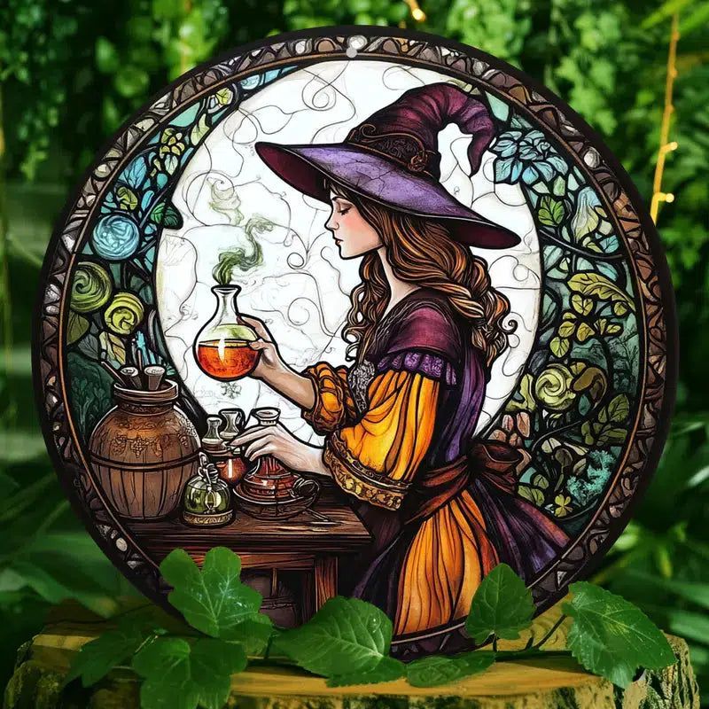 Witch Brewing Potion Witchy Metal Sign-MoonChildWorld