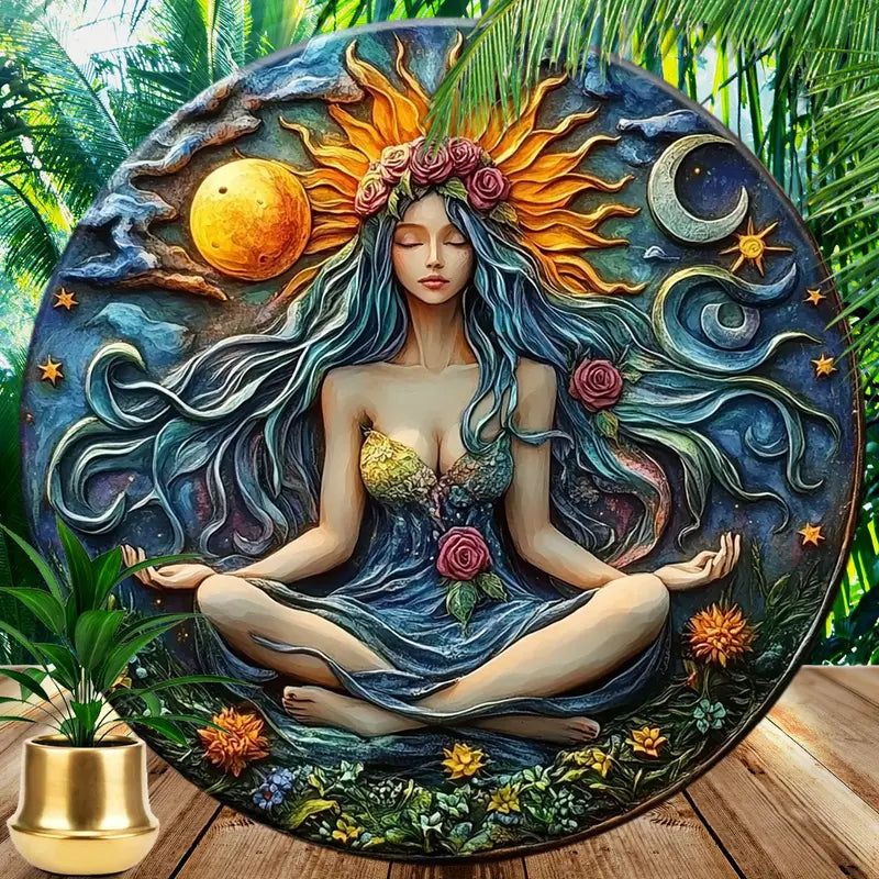 Sun Moon Goddess Metal Sign Mother Earth Home Decor-MoonChildWorld