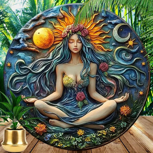 Sun Moon Goddess Metal Sign Mother Earth Home Decor