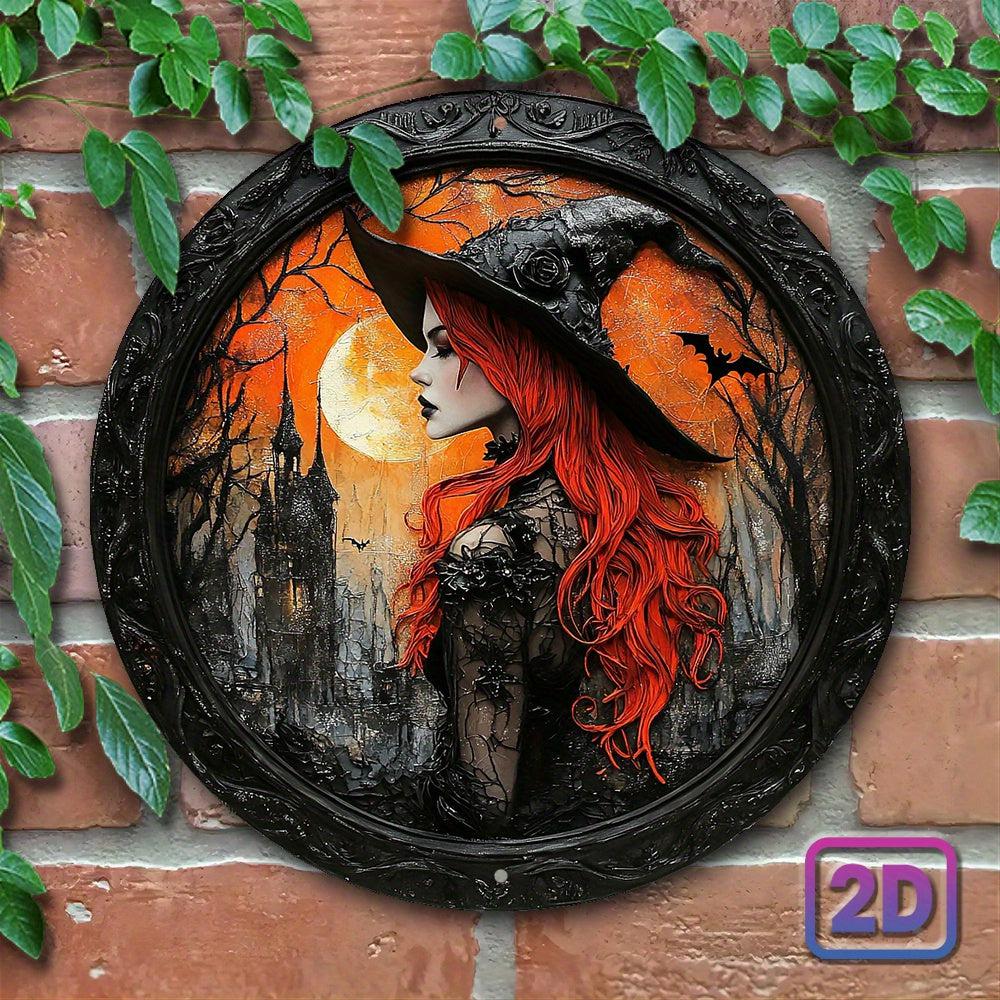 Dark Witch Metal Sign Gothic Witch Wall Art for Halloween Decor-MoonChildWorld