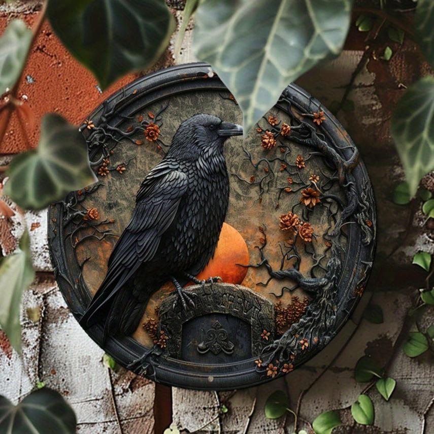 Witch & Ravens Metal Sign Halloween Wall Decor-MoonChildWorld