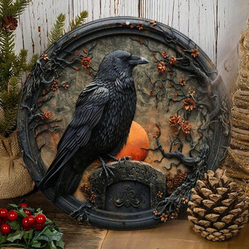 Witch & Ravens Metal Sign Halloween Wall Decor-MoonChildWorld