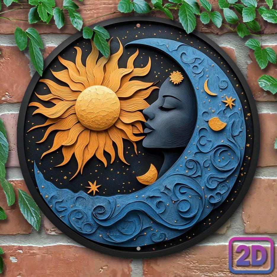 Celestial Sun and Moon Goddess Metal Sign Wicca Pagan Home Decor-MoonChildWorld