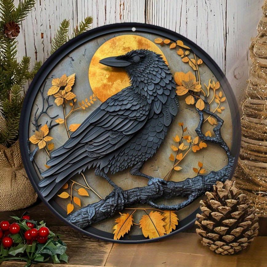 Halloween Raven Metal Sign Crow Gothic Decor-MoonChildWorld