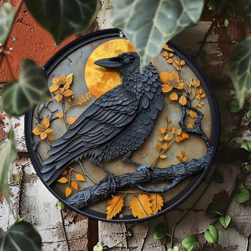 Halloween Raven Metal Sign Crow Gothic Decor-MoonChildWorld