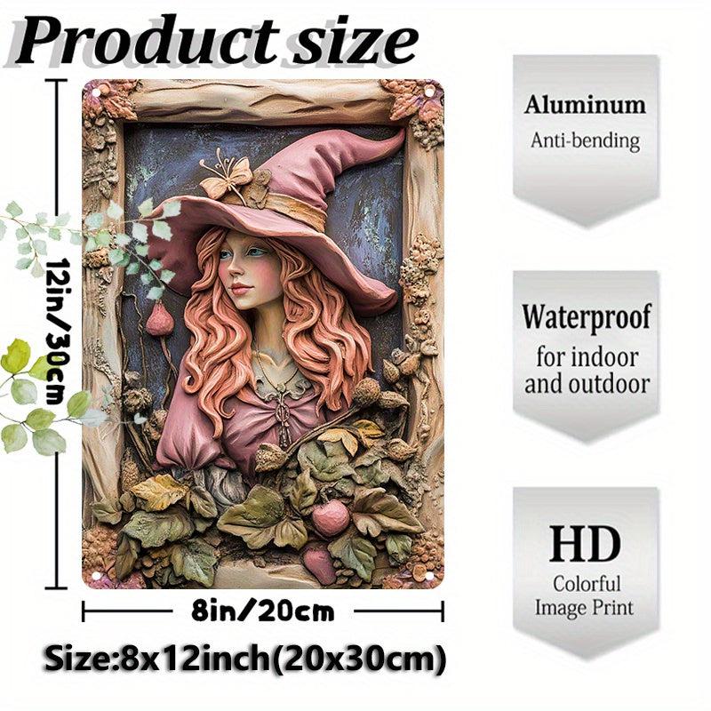 Enchanted Pink Witch Wall Art Wicca Home Decor Pagan Metal Sign-MoonChildWorld