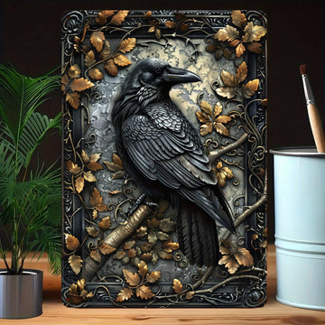 Dark Crow Wall Sign Black Raven Gothic Metal Sign Dark Themed Decor-MoonChildWorld