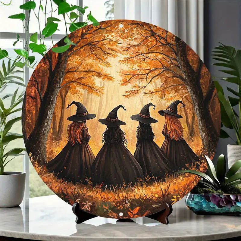 Autumn Witches Metal Sign for Samhain Halloween Decor-MoonChildWorld